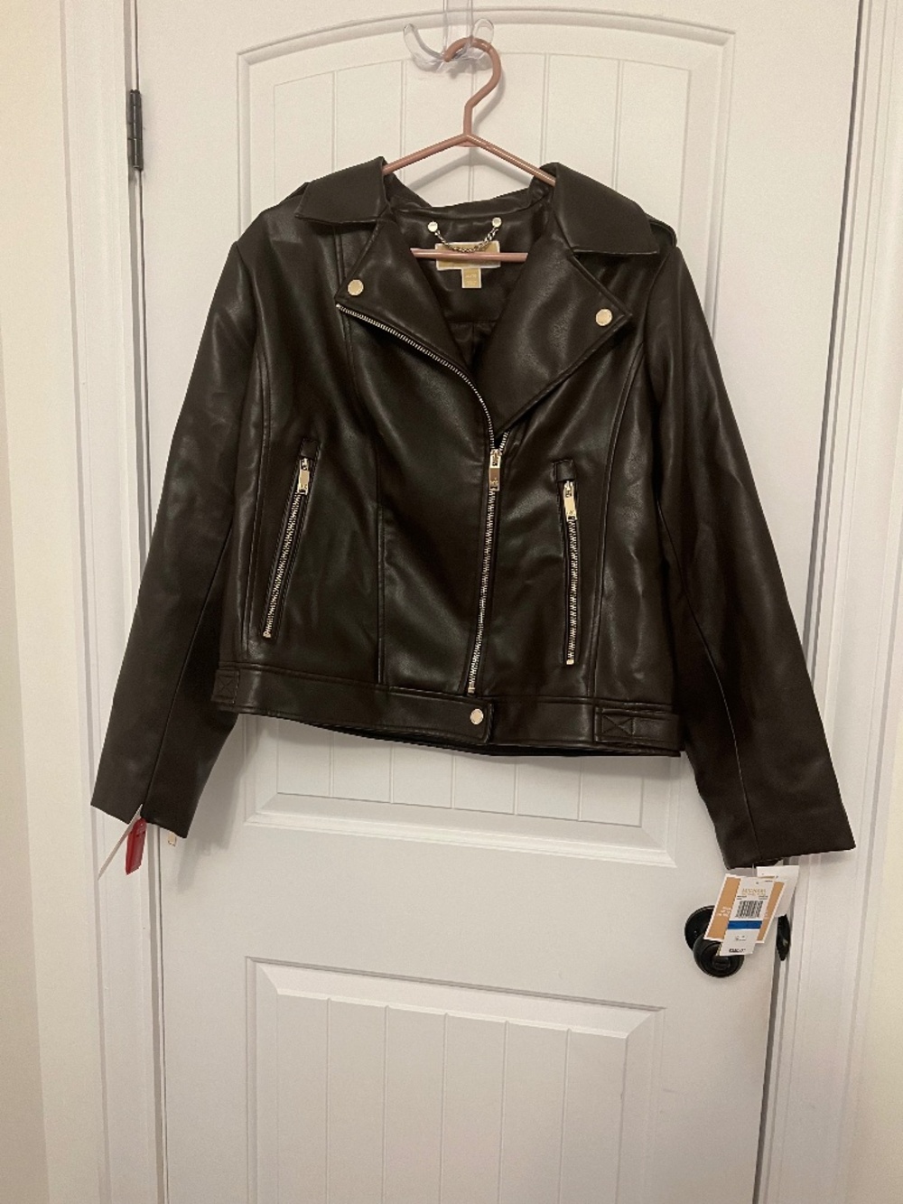 Michael Kors faux leather motorcycle jacket